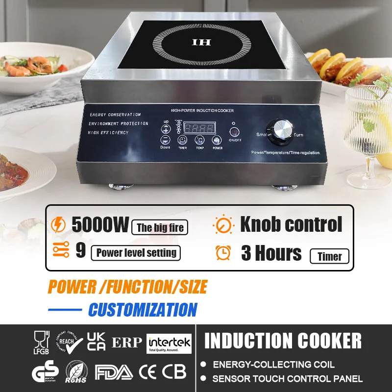 Best Seller 5000W 9 Power Level Push Knob Control Induction Cooktop Built-In Commercial Electric Induction Cooker