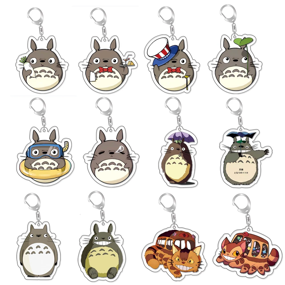 Anime Miyazaki Hayao Spirited Away Pendant Accessories Totoro Princess Mononoke Acrylic Keychain