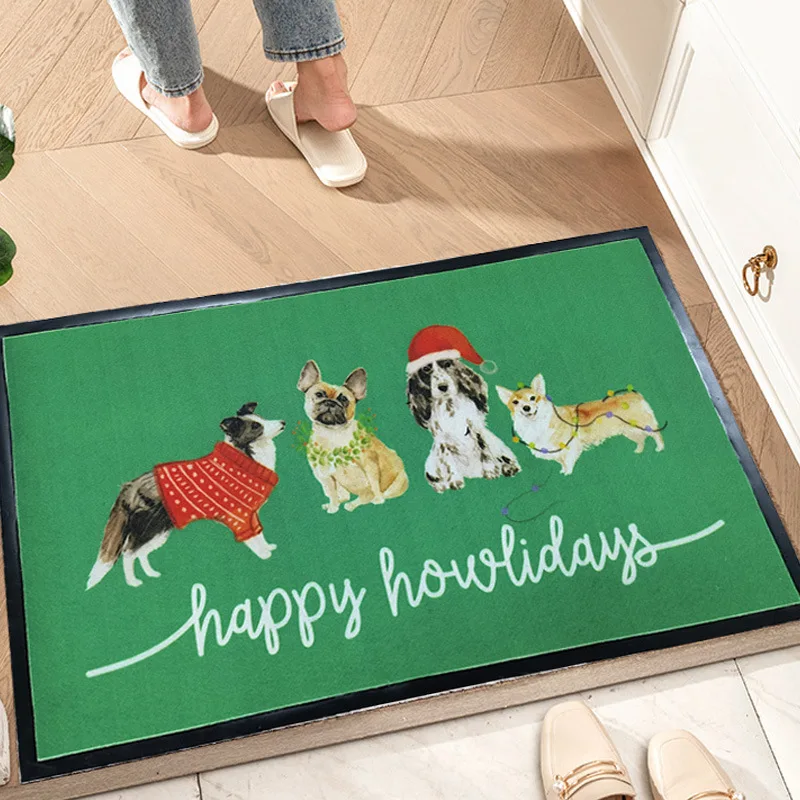 Non Slip PVC Backing Cut Pile Polyester Printed Door Mat Indoor Outdoor Mats