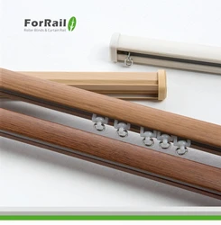 Curved curtain track and black curtain rail