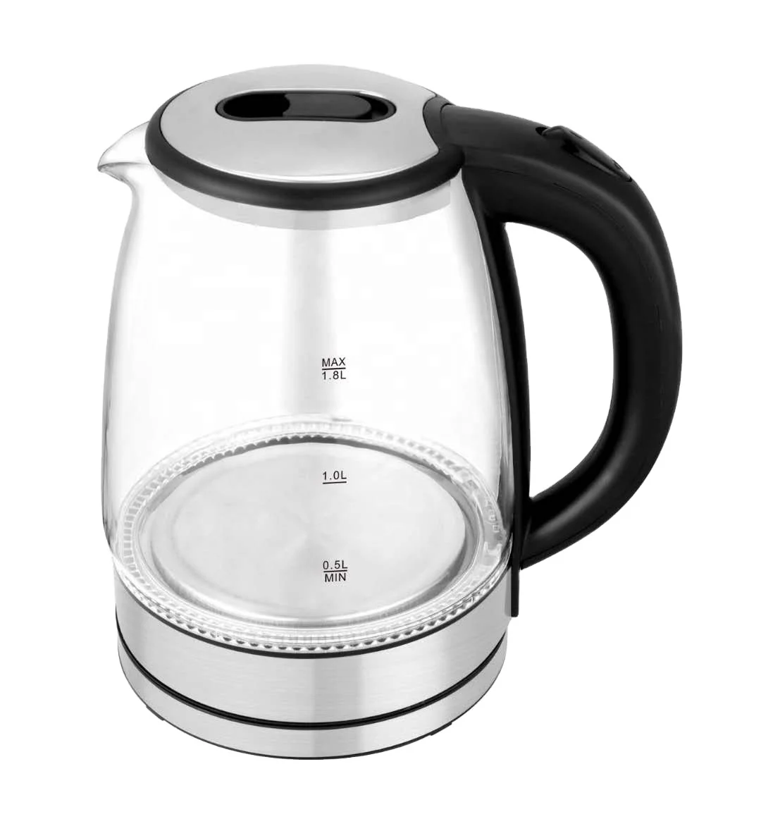 2021 hot sale home electronics kitchen appliances Blue LED light Black Transparent High Borosilicate Glass pot Electric Kettle