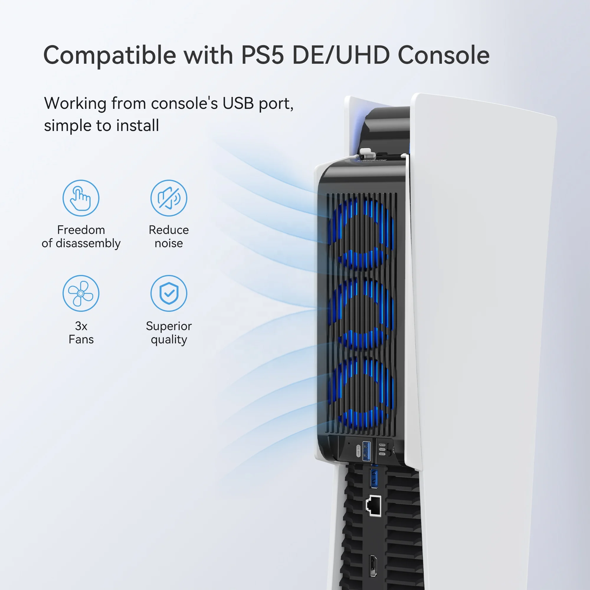Консоль вентилятора PS5 с USB-портом кулер тремя вентиляторами охлаждающий вентилятор для аксессуаров консоли Ps 5