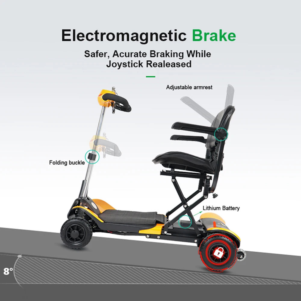 120kg load capacity powerful handicapped scooter with backrest