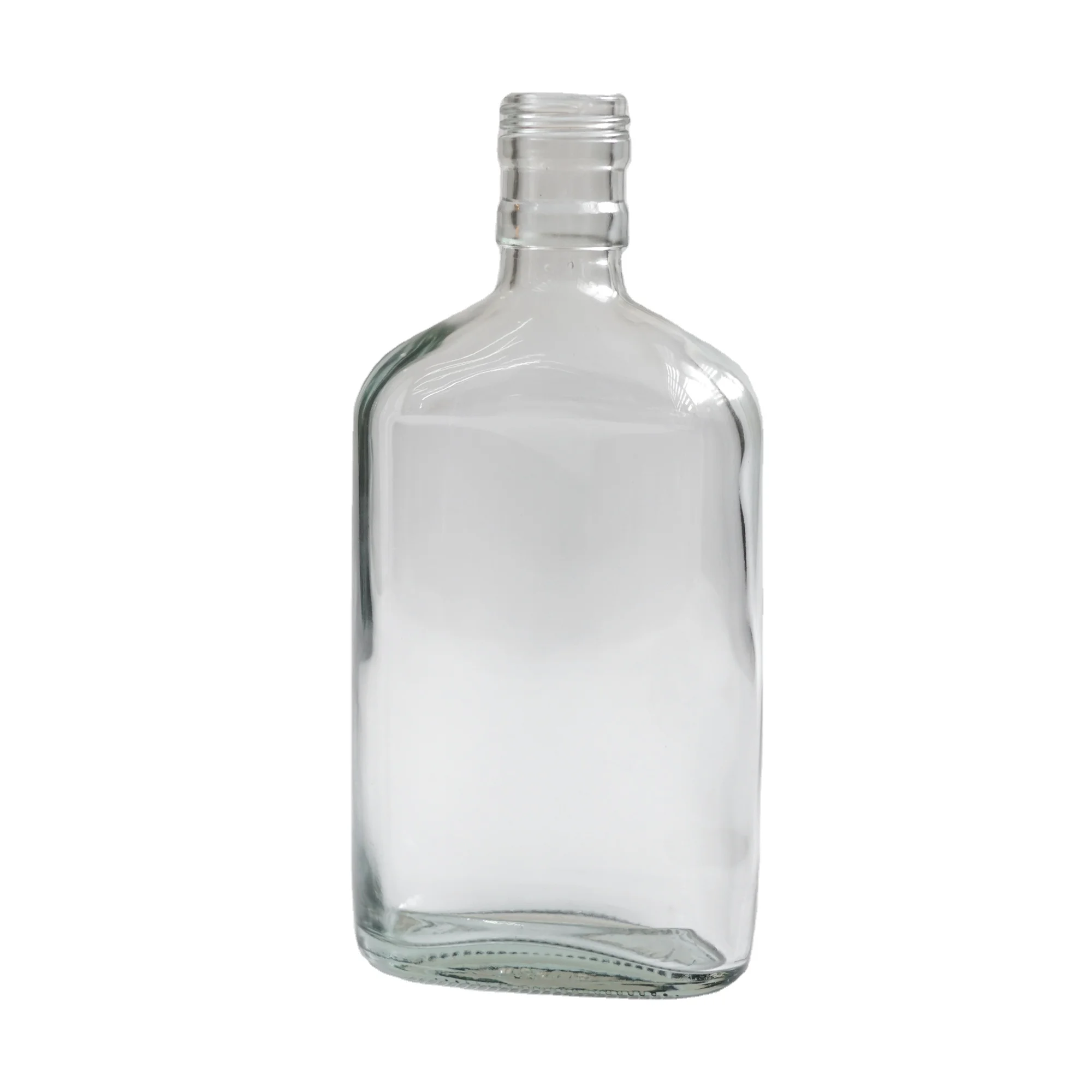 Wholesale Lightweight Disposable Flat Empty Vodka Glass Bottle Hip Flask 350ml Clear Shochu Glass Bottle