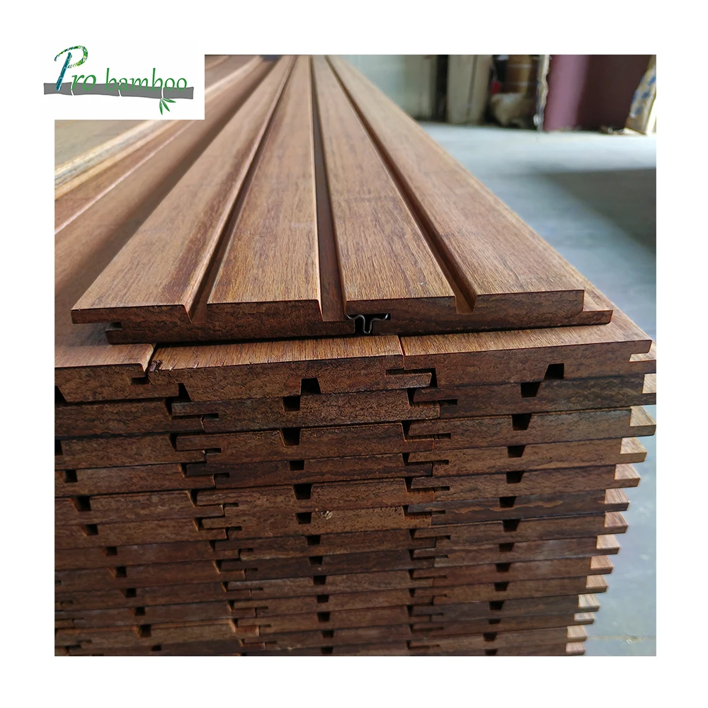 Hign density bamboo wall board, fence panel water proof long length 3000mm natural bamboo cladding exterior fluted wall facade