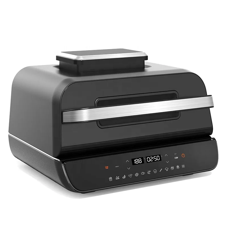 6 in 1 Smokeless Indoor Grill With Thermostat & Air Fryer With Digital Touch Control Panel Air Fryer Grill