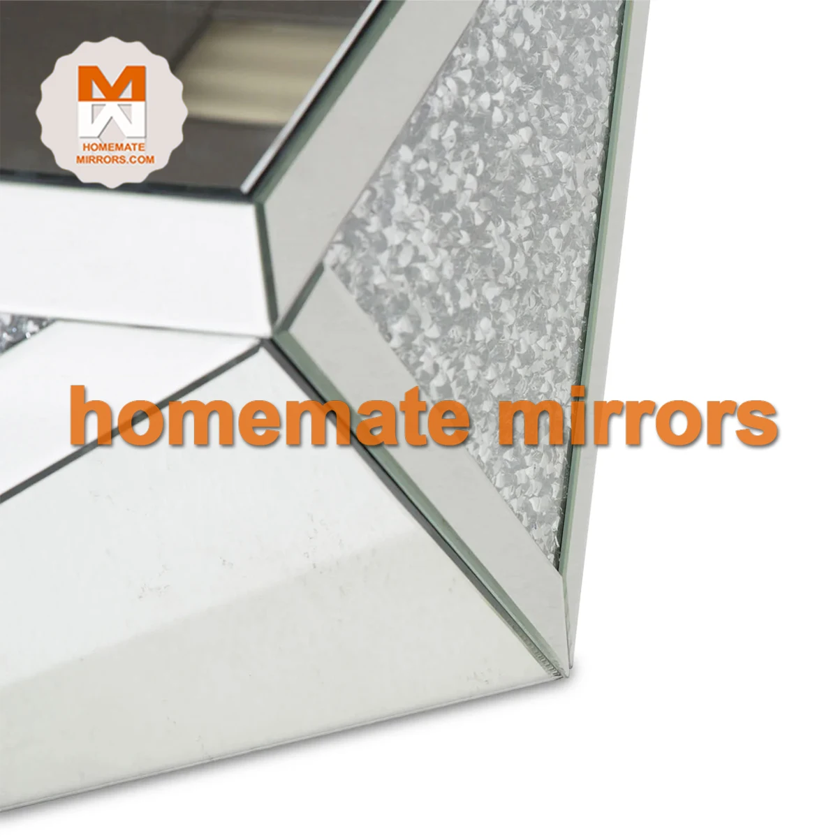 Popular Competitive Geo Mirror Box Coffee Table  with Crush Faux Diamond