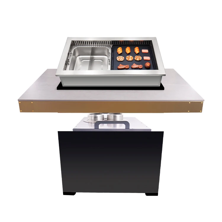 Wholesale price embedded Japanese smokeless barbecue hot pot table for commercial restaurant manufacturers
