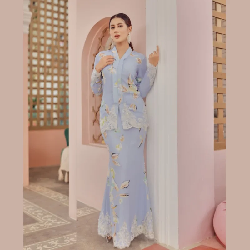 SIPO Fesyen модель Kebaya современное Малайское женское платье Baju Kurung Malaysia Elegan вышивка блестками кружево