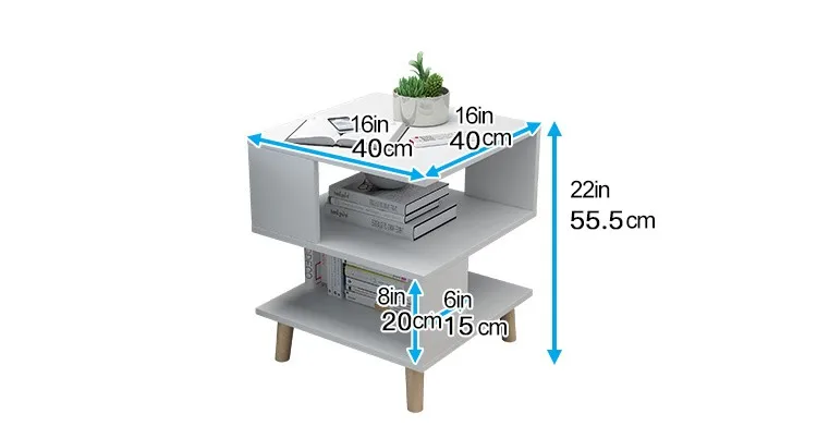 Nordic style round wood tea side table storage rack home furniture