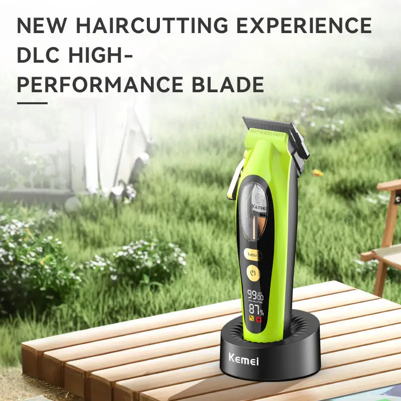 Kemei KM-2035 Hair Clipper Barber Professional Cordless Hair Trimmers 9000 RPM Magnetic Motor Hair Cutting Machine With Base