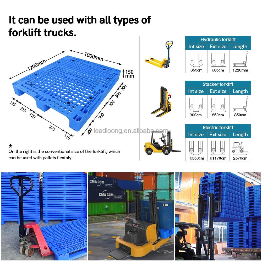 Durable Warehouse Nestable Stacking Pallet Heavy Duty Rack Stainless Steel HDPE Hygienic Plastic Blowmoulded Plastic Pallet Box