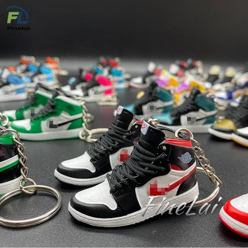 Finelai 2022 Hot Sales Mini AJ Shoes 3D Air Jor dan PVC Key Chain 3D Mini Sneakers Keychain for Bag Pendant Souvenirs Gifts