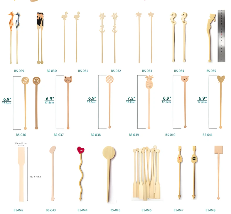 6.3 inch Customized Printed LOGO Bamboo Coffee Stirrers Bar Swizzle Stick Cocktail Sticks for Cafe Restaurant