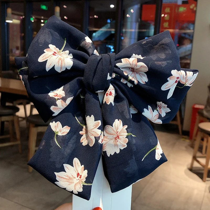 Bow Knot Sweet Fabric Hair Clip Ladies Back Head Duckbill Hair Accessories For Women Small Floral Hair Claw
