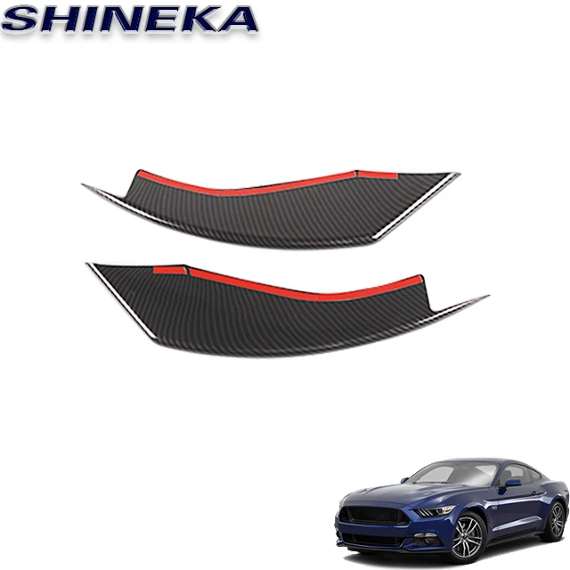 Carbon Fiber Front Bumper Fog Light Canard Strip Trim For Ford Mustang 2018+