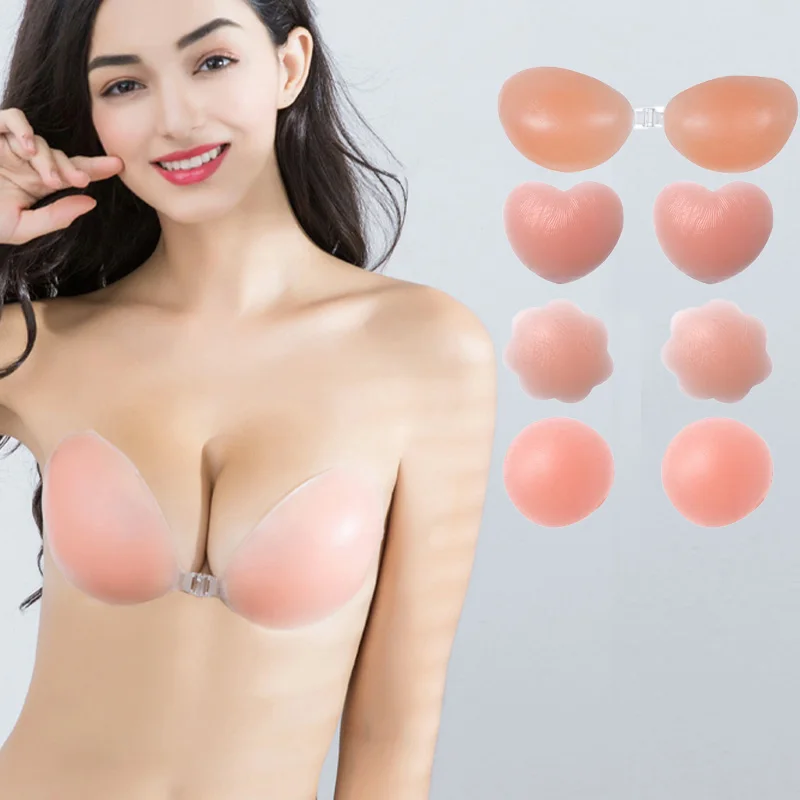 New Girls Sexy Waterproof Reusable Self-Adhesive Silicone Bra Push Up Silicone Invisible Adhesive Bra for Women