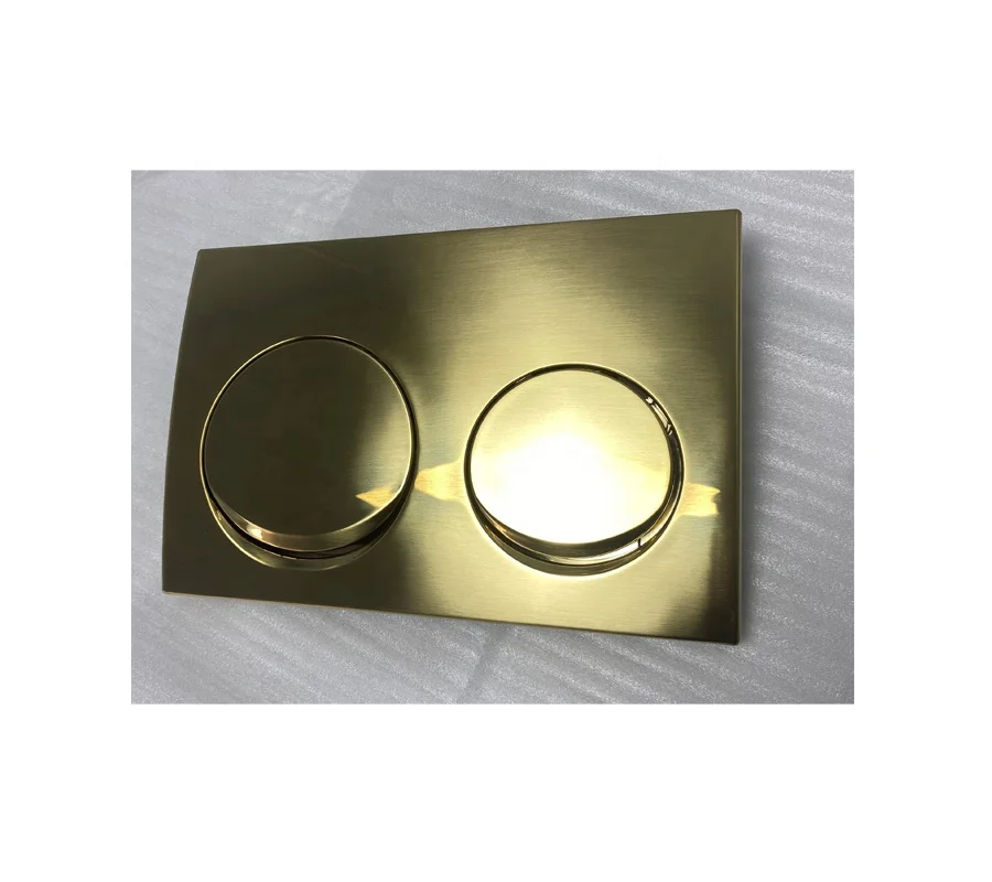 In wall Cistern Dual Round Buttons Actuator Flush Plate fit with Geberit Concealed Cistern Control Plate Alpha10 in Gold