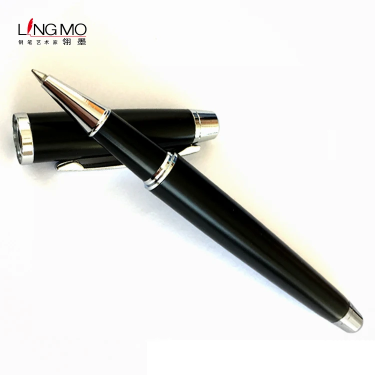
Lingmo Matt Black Silver Color Luxury Metal Rollerball Pen with OEM Logo Roller Pen 