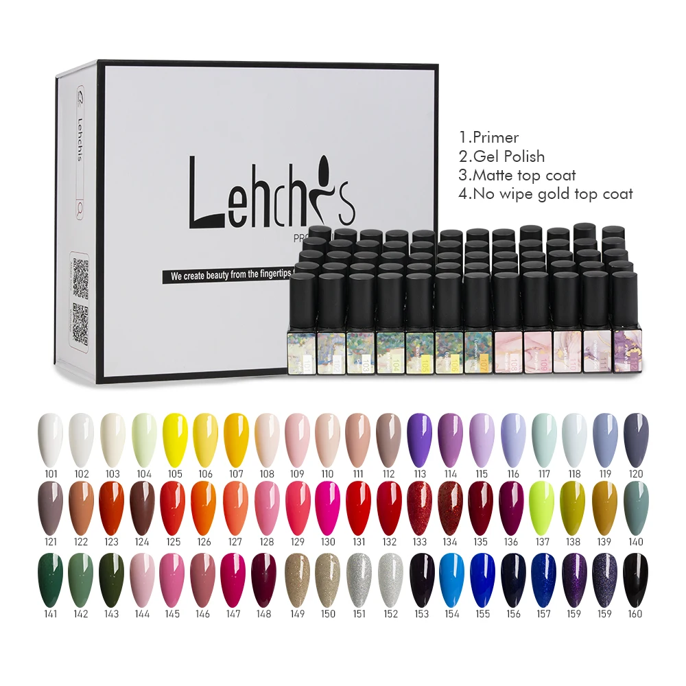 Creative Nails Design 60 Colors Nail Art Gel Polish Set Manicure Kit Professional Clear Rubber Base Glossy Top Coat Colours Gels