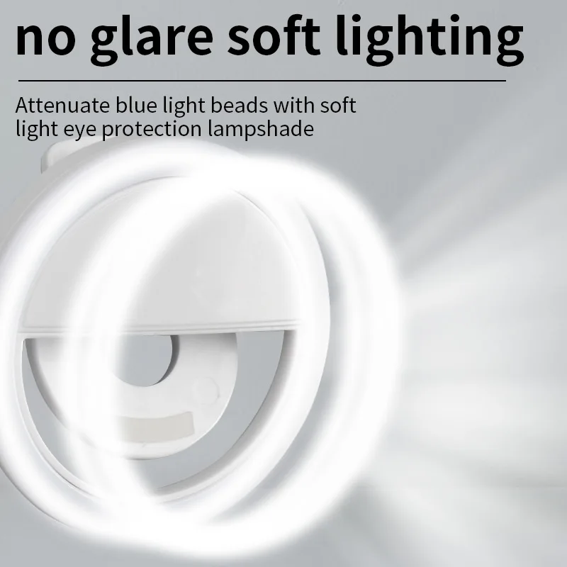 3 Levels Lighting Luminous Ring Clip Pocket Mini Mobile Phone LED Ring Fill light