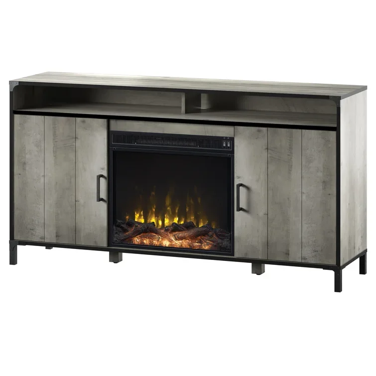 Living room furniture two drawers wooden table modern style Table TV with fireplace