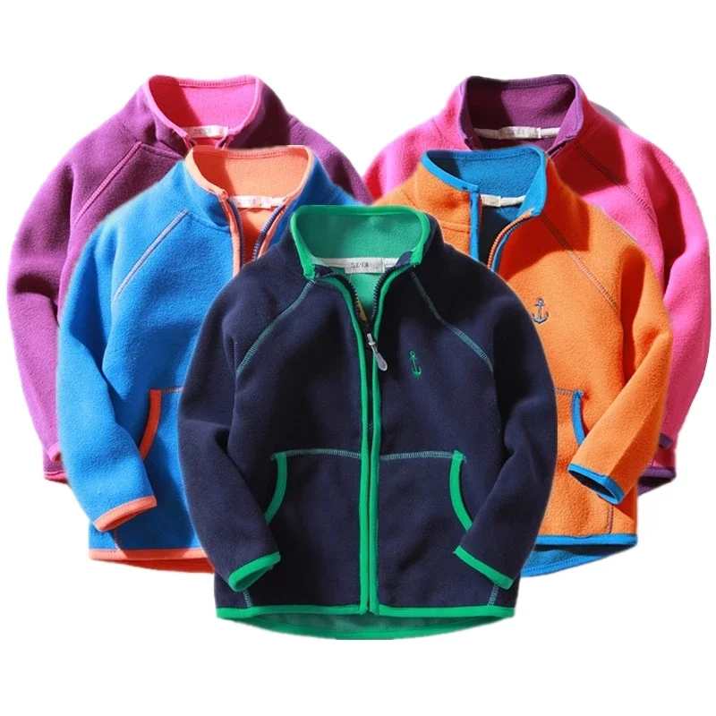 
Children Stand-Collar Coat 2021 Spring Kids Polar Fleece Casual Outwear Jacket For Baby Boys Girls 3-7 Y Sweatshirts 