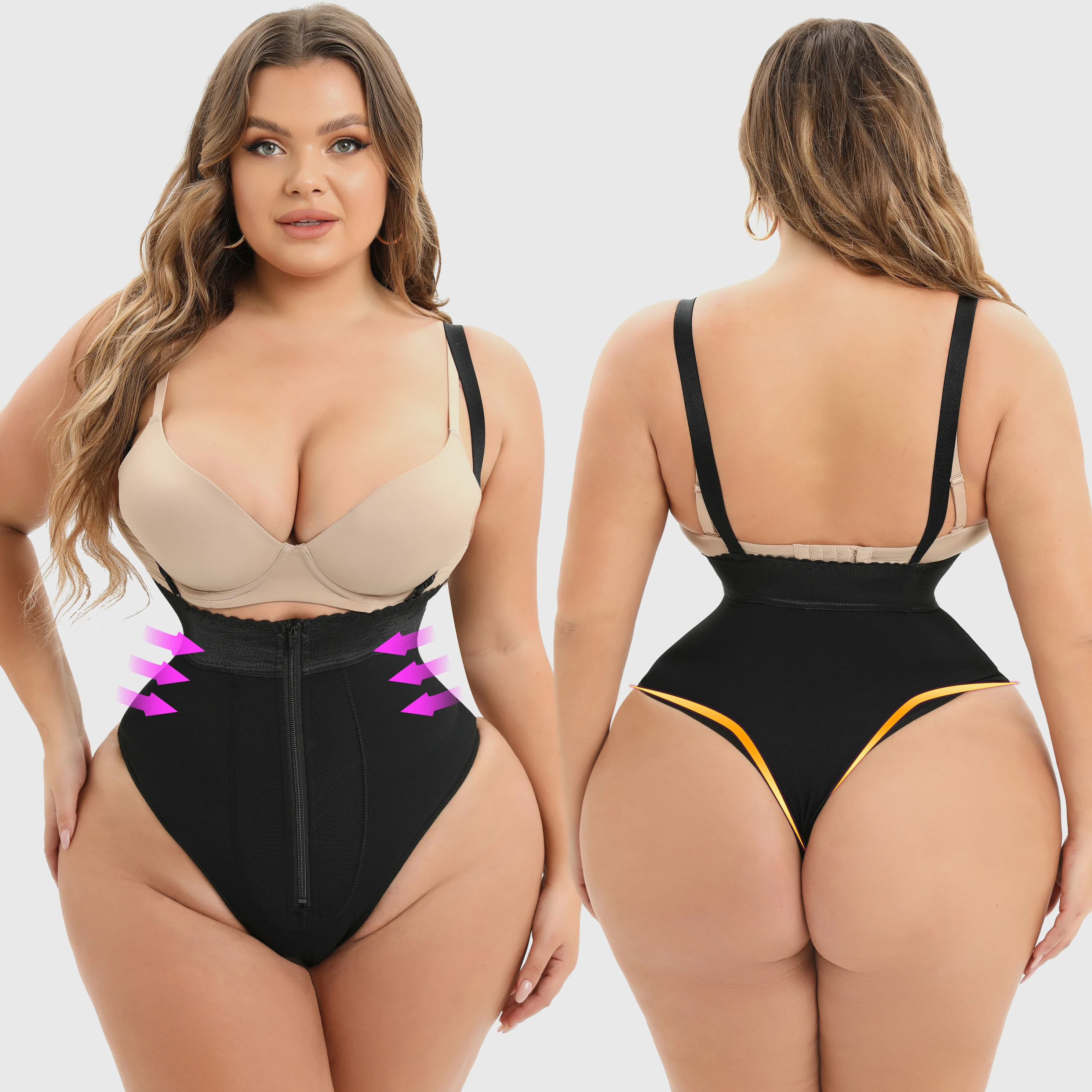 KSQ wholesale plus size Women Tummy Control Body Shaper Nylon High Waist Anti Roll Down Butt Lifter Slimming Seamless Shapewear