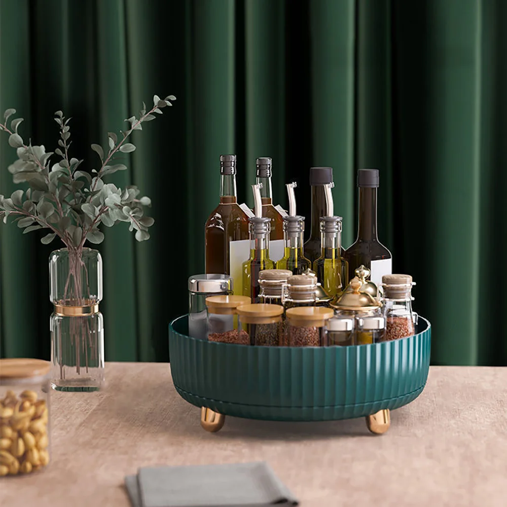 Middle 360 Rotation Cosmetic Organizer Box Acrylic Desktop Storage Box for Kitchen