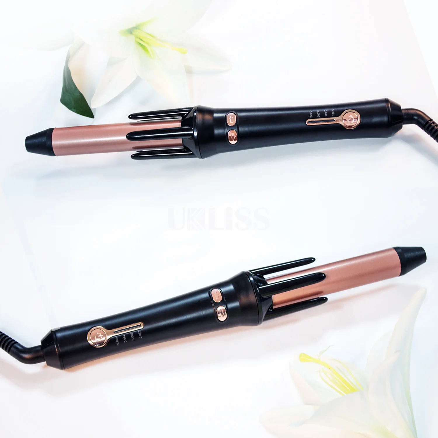 Digital automatic rotating hair curling iron with lcd display swiveling head hair curler