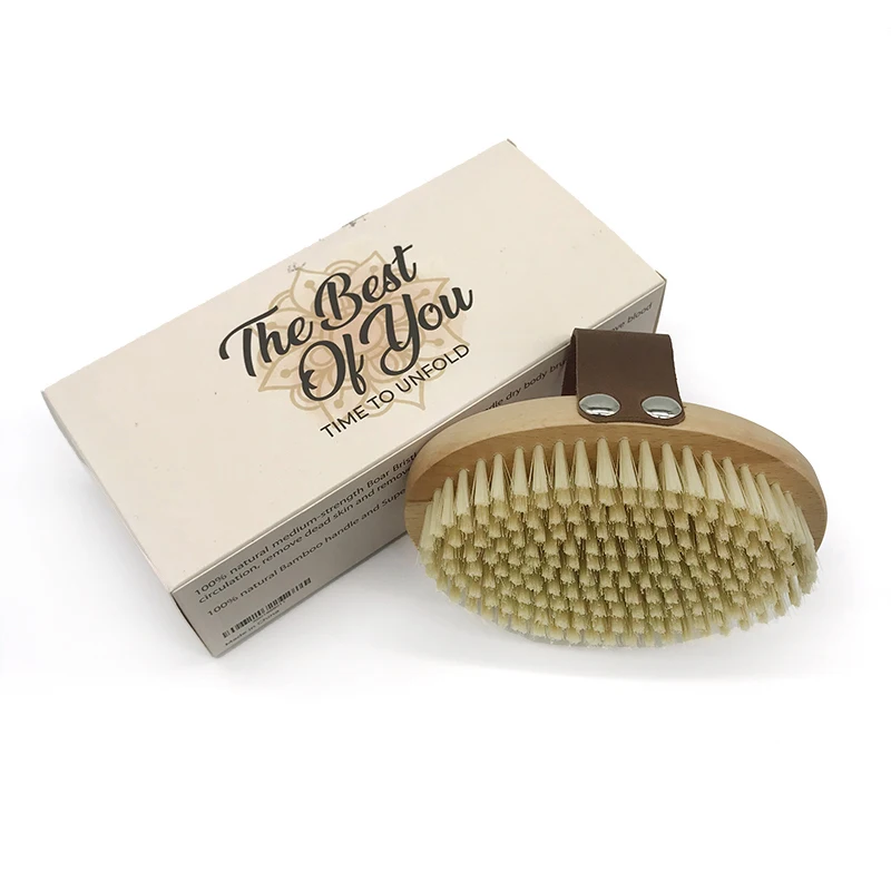 Natural bristles cellulite exfoliating body smoother skin bath brush