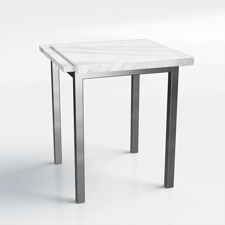 
Modern Nordic Design Living Room Square Marble Side Table with Stainless Steel Frame Base 
