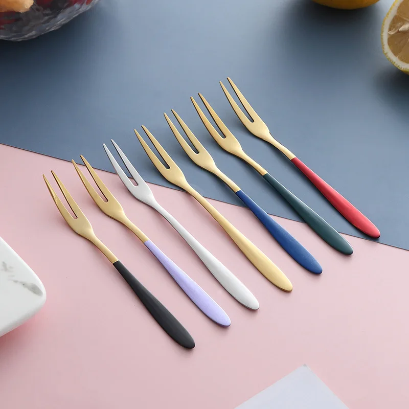 Fruit fork set stainless steel ins Nordic creative fruit stick insert cute European