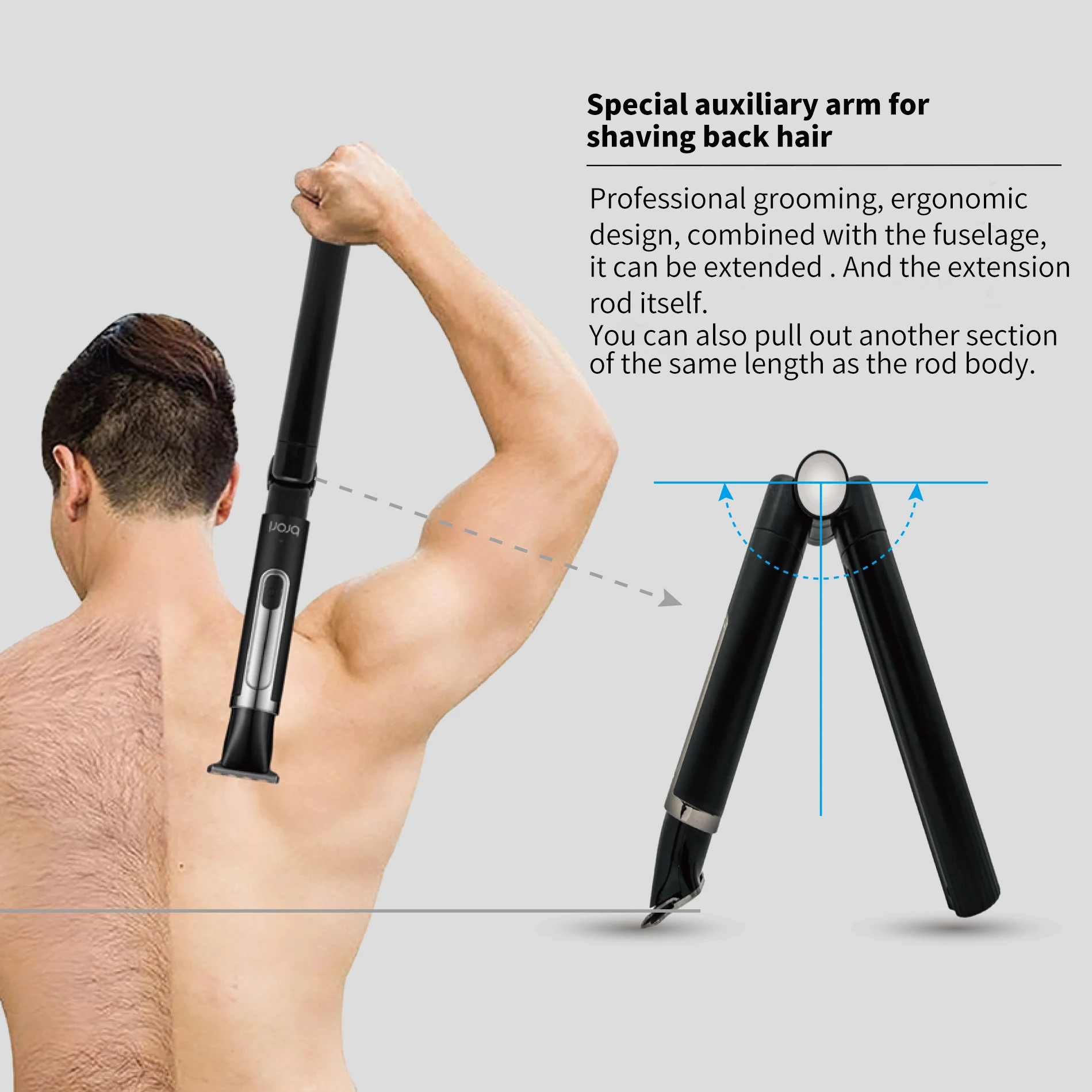 5in1 man trimmer kit with extension rod electric back hair shaver man beard shaver and hair removal and nose trimmer waterproof