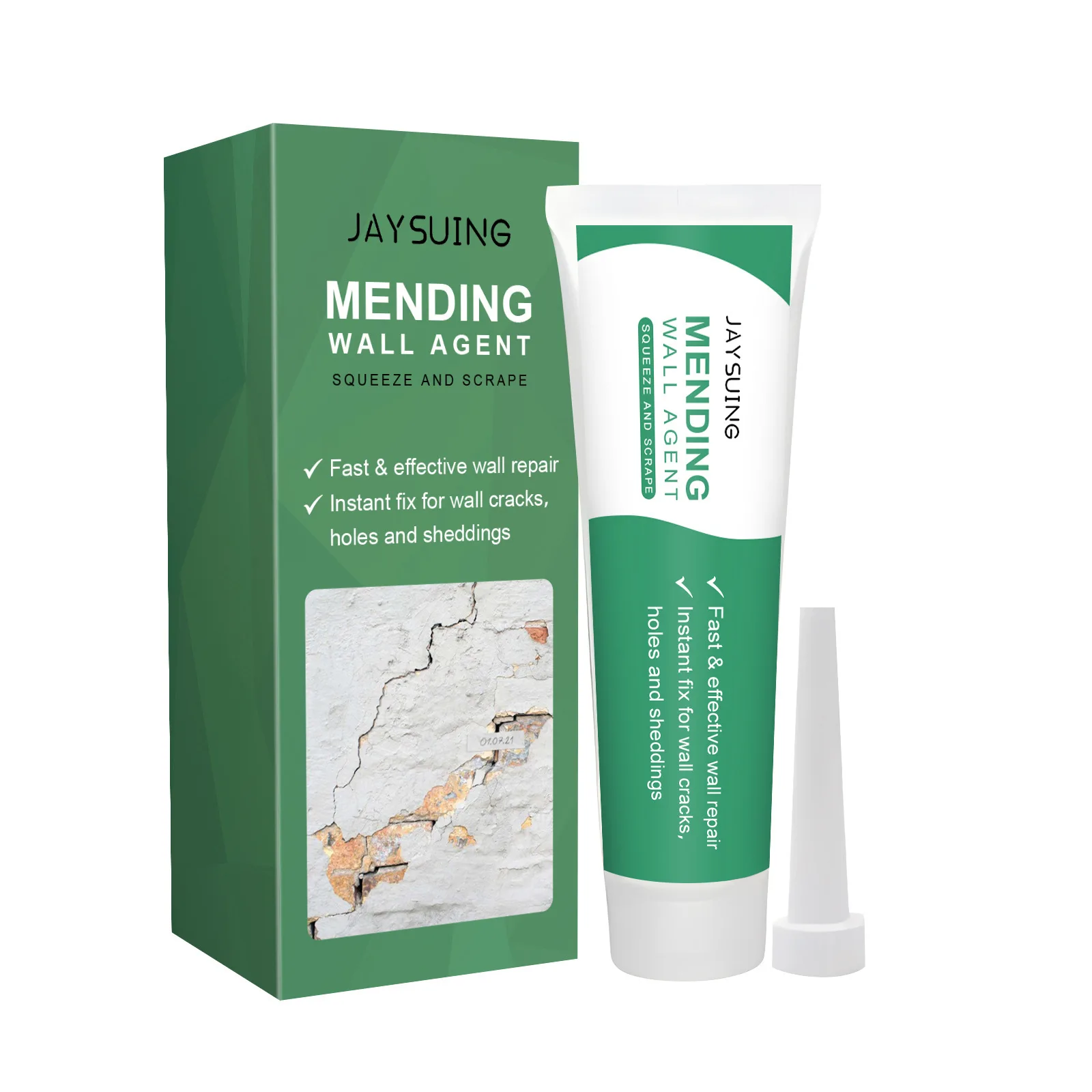 Private Label Jaysuing Anti Crack Wall Peeling Mending Hole Filler White Wall Repair Paint