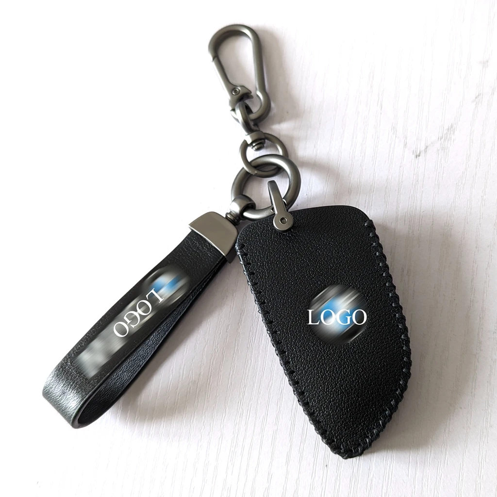 custom keychain sets for man for woman with  snap closure with genuine leather key case car key bag