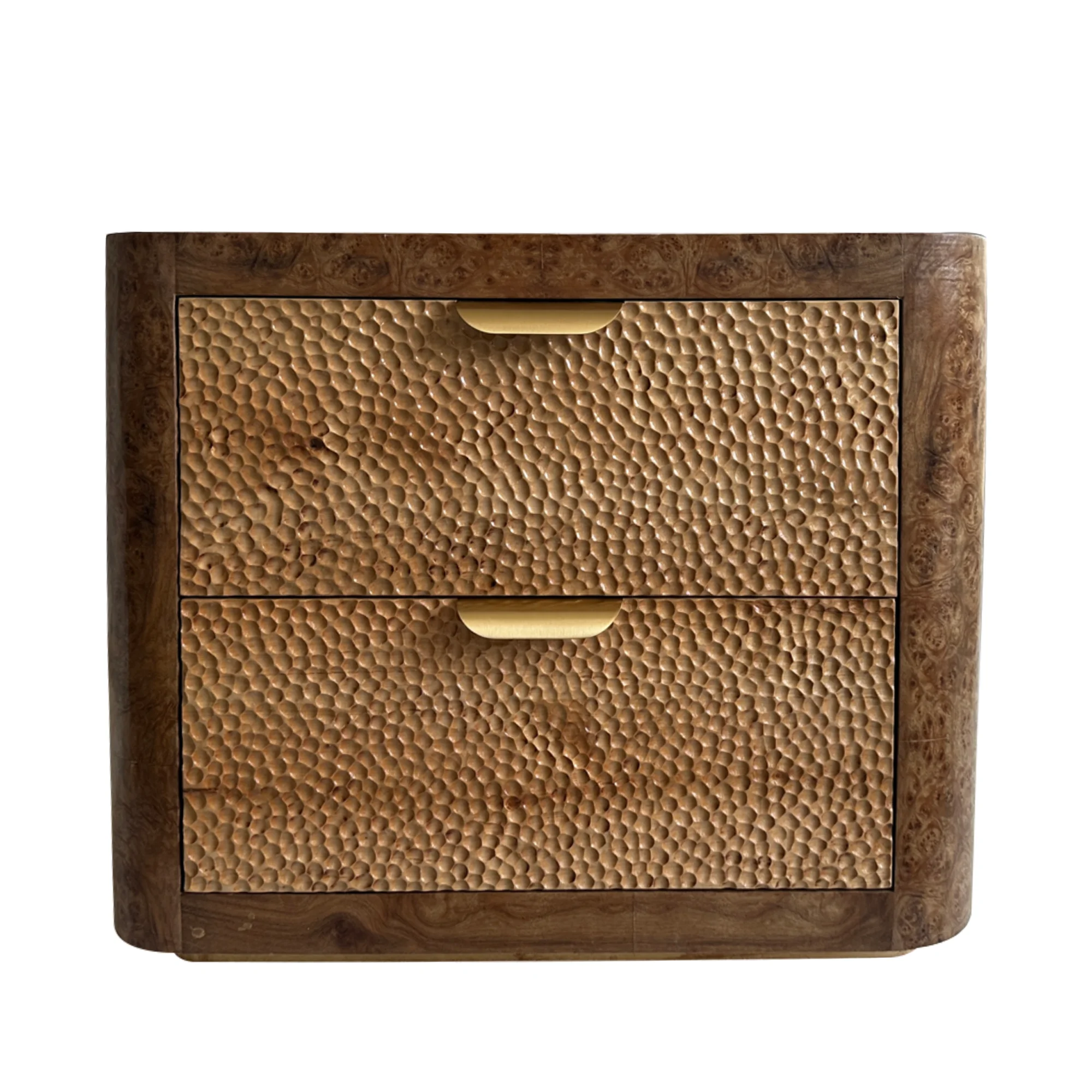 Vintage Wood Burl Veneer Nightstand Handmade Rustic Villa With Iron Handle Home Nightstands