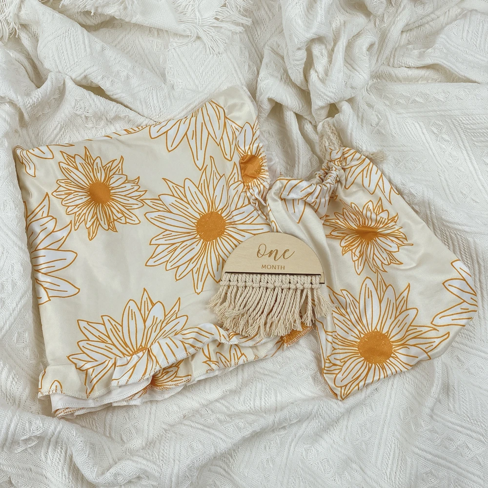 Multi use bamboo stretch swaddle super soft and super stretchy ruffle swaddle blanket