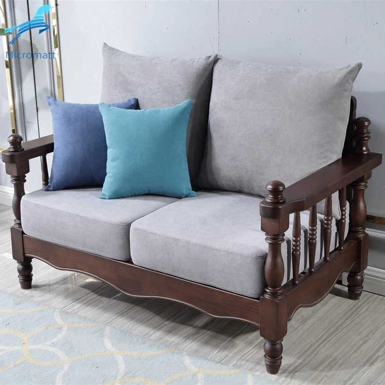 Customizable America Rural Style Environment Walnut Color Living Furniture 2 seaters Solid Wood Corner Sofa