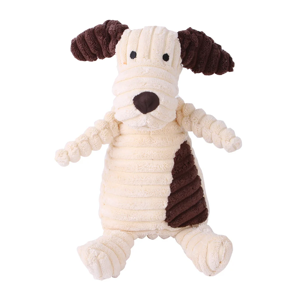 Animal Design Plush Squeaking Dog Grinding Teeth Sounding Plush Pet  Dog Chew Toy for Small Medium Dogs