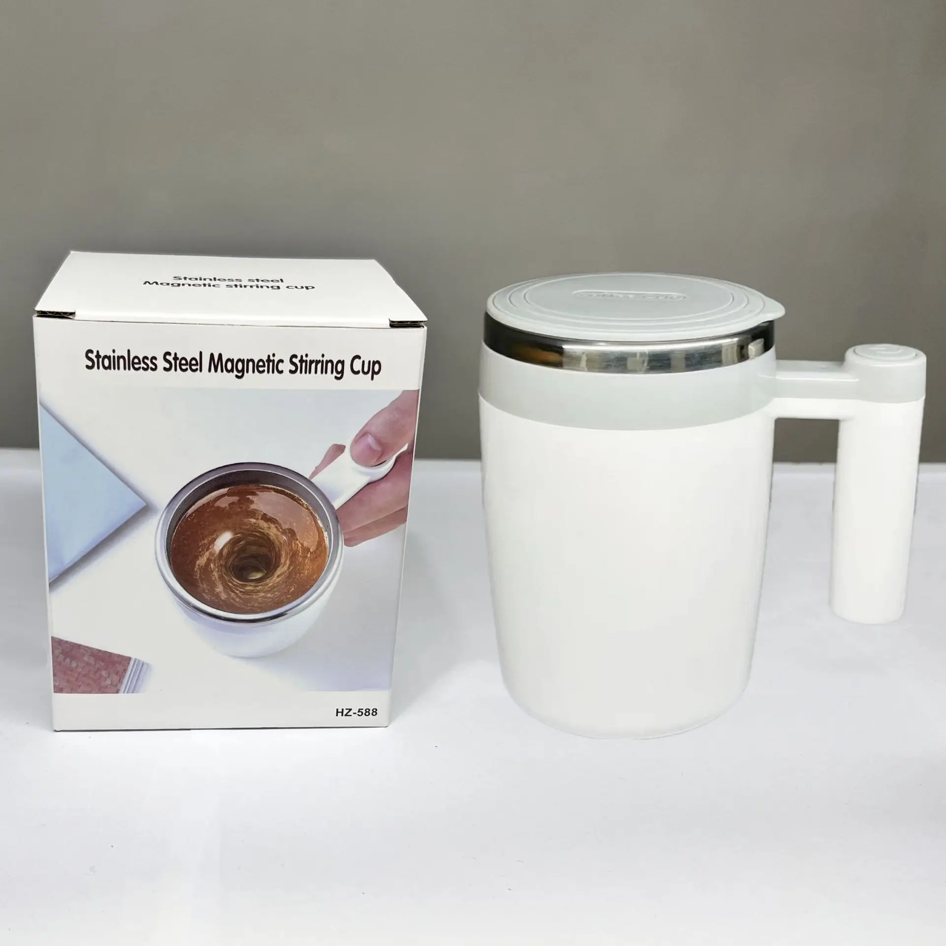 self-stirring coffee mug with magnetic Stainless steel water cup with handle
