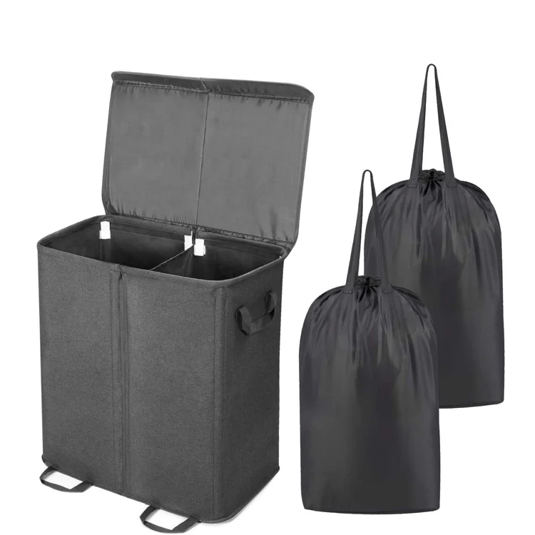 Съемные складные мешки для грязной одежды с 2 разделителями корзина белья двойная