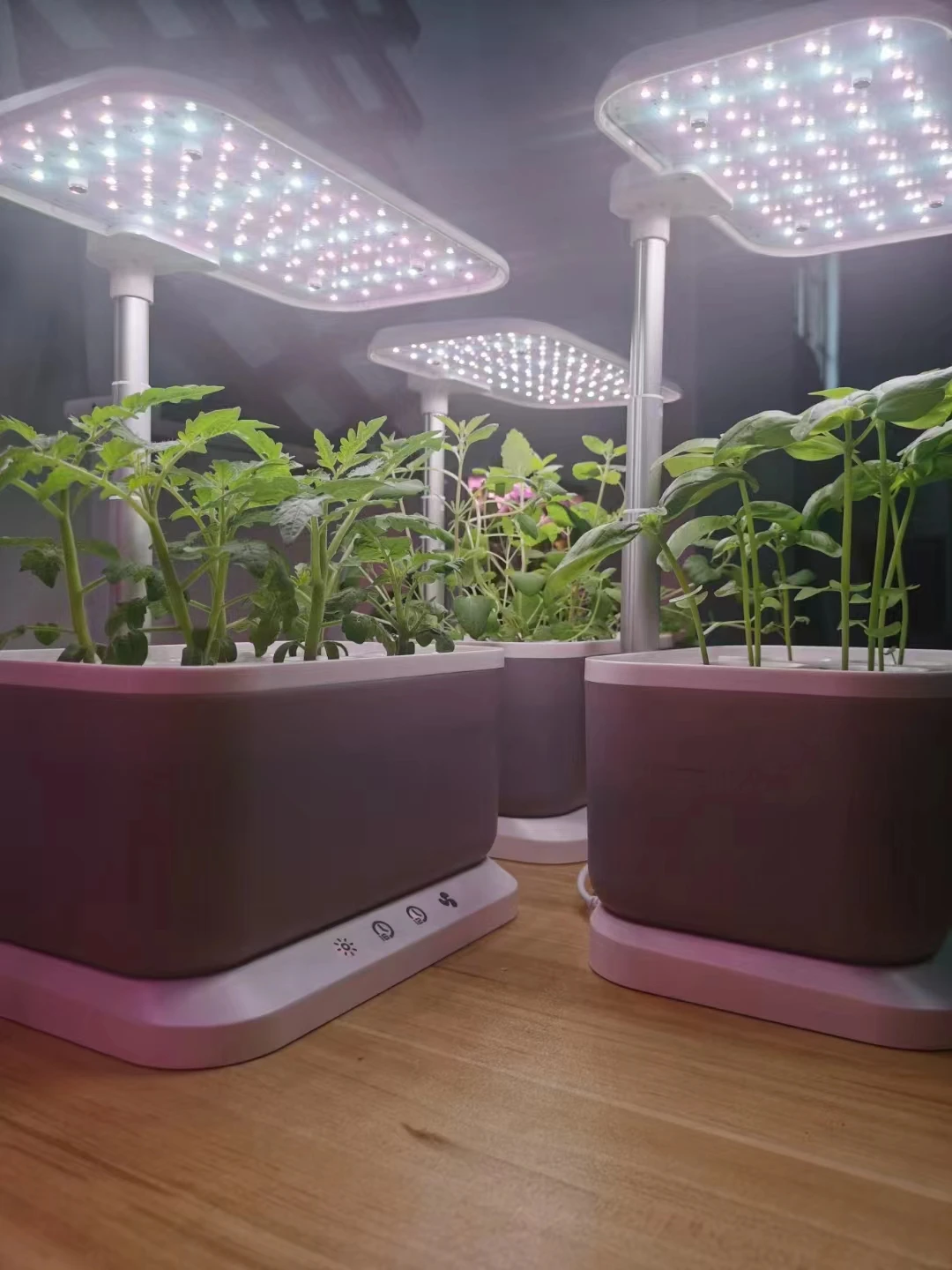 Indoor Hydroponics Growing Systems Specific Spectra LED Grow Light Bamboo Frame 16pods Hidroponic System For Home