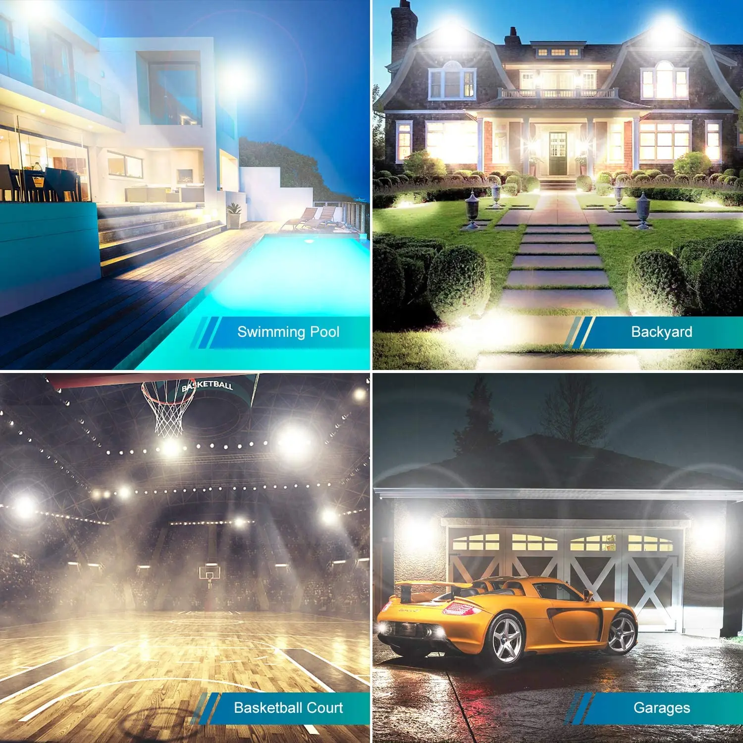 Aluminum Black 240V daylight 3000K 6000K 20W 50W 200W IP65 CCT SMD2835 LED Flood General Lighting Europe