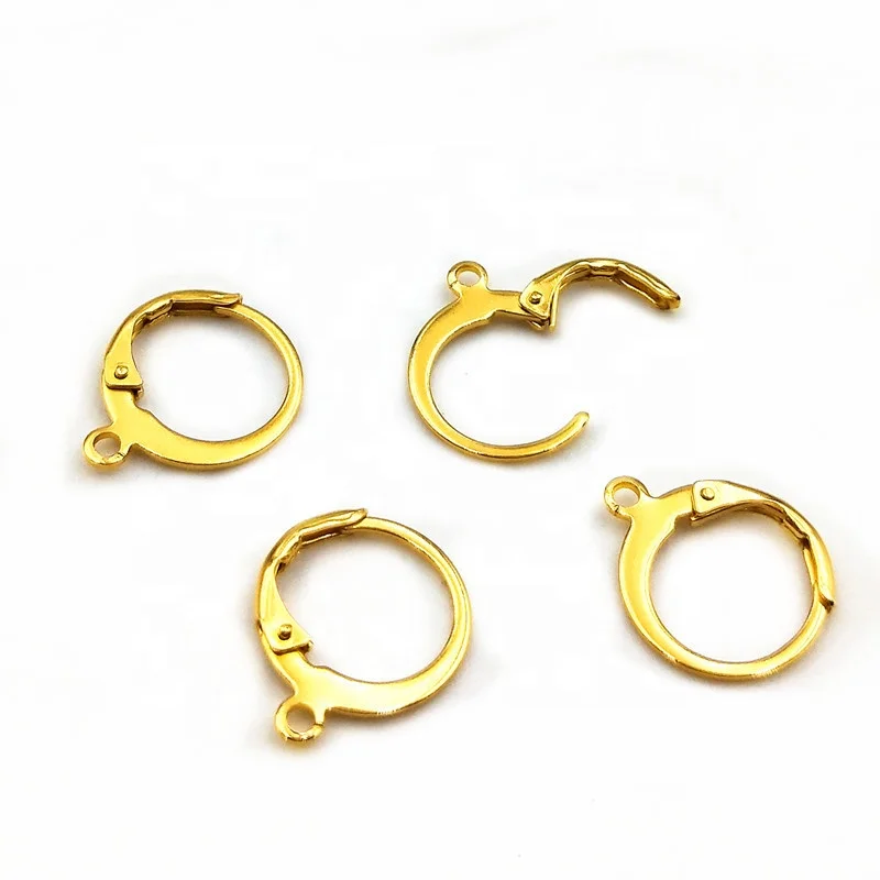 Factory Wholesale Custom Jewelry Making Plating 18K Gold Silver Spring Earring French Leverback Gold Filled Hoop Earrings