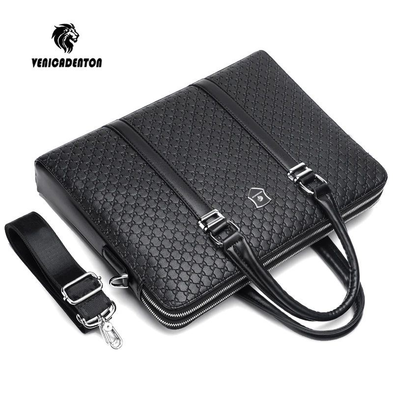 Мужской портфель с тиснением, Классическая прочная и износостойкая офисная сумка из искусственной кожи с изображением старых узоров, портфель на плечо