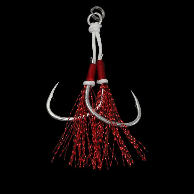 New Arrival Double Assist Hook Steel Wire Metal Jigger Tuna Catfish Bass Trout Pike Cod Snapper Jig Lure Fishing 2 pcs per Bag