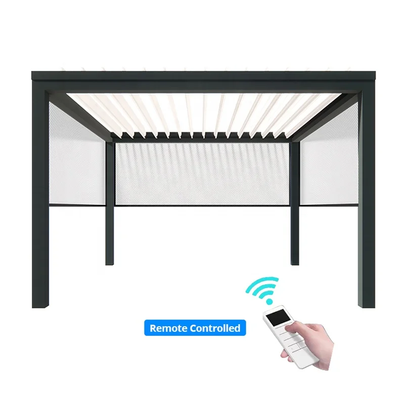 Modern Design All Season Waterproof  Pergola Louvered Roof Bioclimatic Aluminium Gazebo Pergola