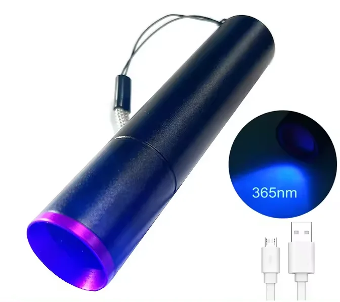 Mini Pocket UV Flashlight Black Filter Lens 365nm UV Rechargeable Torch Ultra Violet Light for Pet Urine Money Detector