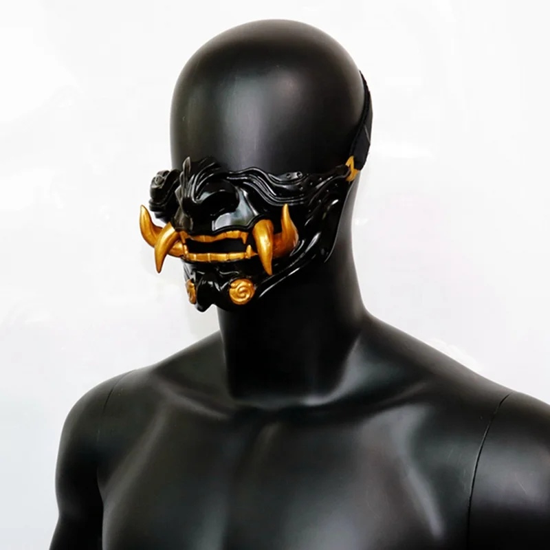 Halloween warrior, knight mask cosplay horror half face , anime peripheral weapon resin demon prom decoration war game play